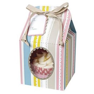 pink stripe cupcake boxes pack of four by little cupcake boxes