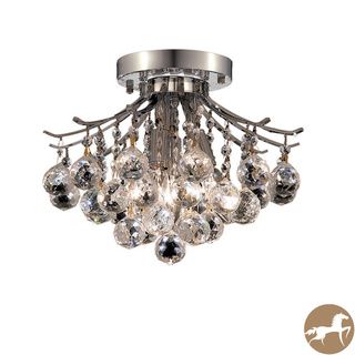 Christopher Knight Home 3 Light Chrome Flush Mount Crystal Chandelier Christopher Knight Home Chandeliers & Pendants
