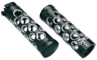 Battistinis Custom Cycles Billet Grips with Round Holes   Black , Color Black 07 146 Automotive