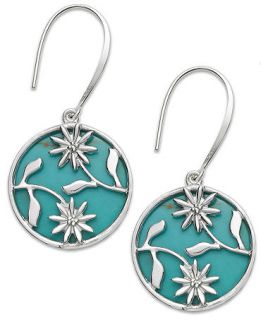 Manufactured Turquoise Disc Drop Earrings in Sterling Silver (15 ct. t.w.)   Earrings   Jewelry & Watches