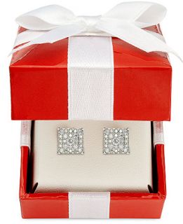 Diamond Earrings, 14k White Gold Diamond Square Cluster Stud Earrings (3/8 ct. t.w.)   Earrings   Jewelry & Watches