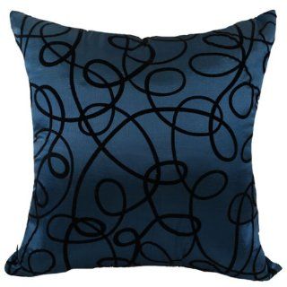 Steel Blue Abstract Loops 18"x18" Decorative Silk Throw Pillow Cover   Thailanddelight