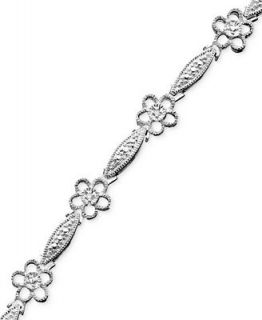 Victoria Townsend Sterling Silver Bracelet, Diamond Accent Flower Link   Bracelets   Jewelry & Watches