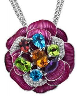Town & Country Sterling Silver Necklace, Multistone Flower Pendant   Necklaces   Jewelry & Watches