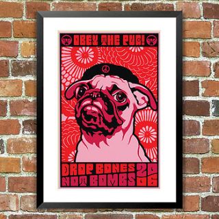 'obey the pug' dog print, for pet lovers by the animal gallery