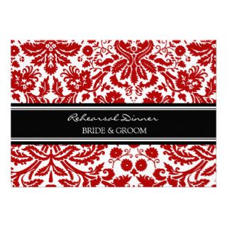Red Black Damask Rehearsal Dinner Party Card