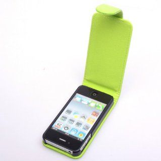 Green Vertical Faux Leather Clip Case Pouch For Apple iPhone 4 Cell Phones & Accessories