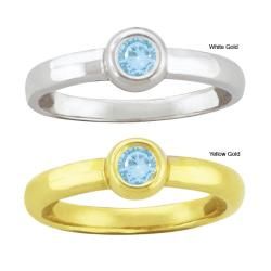 10k Gold Synthetic Aquamarine Bold Contemporary Ring Gemstone Rings