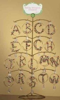 Club Pack of 144 Jeweled Alphabet Christmas Ornaments with Displayer Tree Stand   Artificial Flowers
