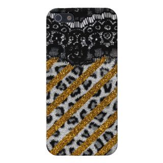 French Lace Cheetah Print Glitter Photo Print iPhone 5 Cases