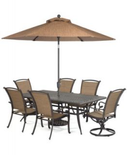 Beachmont Outdoor 7 Piece Set 84 x 42 Dining Table, 4 Dining Chairs and 2 Swivel Chairs   Furniture