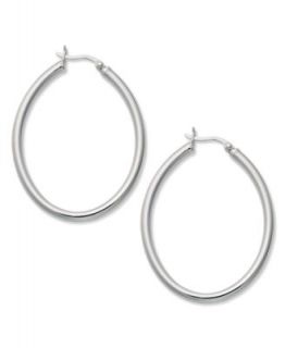 Touch of Silver Earrings, Silver Plated Oval Click Hoop Earrings   Earrings   Jewelry & Watches