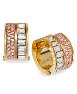 Michael Kors Earrings, Gold Tone Crystal Baguette Huggie Hoop Earrings   Fashion Jewelry   Jewelry & Watches