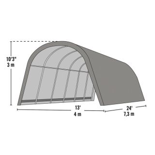 ShelterLogic Roundtop Run-In Shed — Green, 24ft.L x 12ft.W x 10ft.H, Model# 51451  Ag Shelters