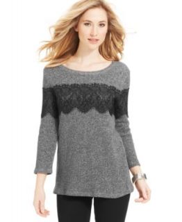 Style&co. Textured Lace Inset Sweatshirt   Tops   Women