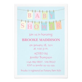 Baby Shower Clothesline pink Custom Invitation