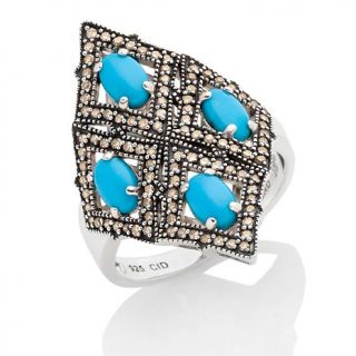 Sleeping Beauty Turquoise and .36ct Diamond Sterling Silver "Dream" Ring