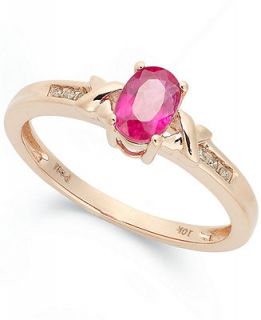 10k Rose Gold Ring, Ruby (1/2 ct. t.w.) and Diamond Accent Double X Ring   Rings   Jewelry & Watches