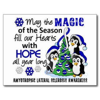 Christmas Penguins ALS Lou Gehrig's Disease Postcards