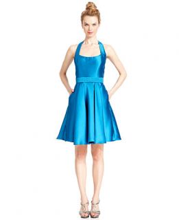 JS Boutique Dress, Sleeveless Pleat Halter A Line   Dresses   Women