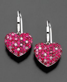Balissima by EFFY Pink Sapphire (1 1/2 ct. t.w.) and Ruby (1 3/8 ct. t.w.) Heart Earrings in Sterling Silver   Earrings   Jewelry & Watches