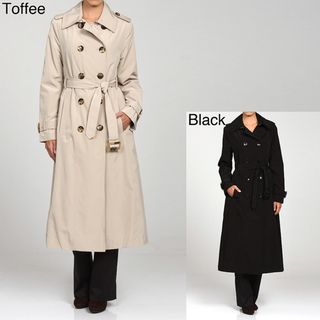 London Fog Women's Long Double breasted Belted Trench Coat London Fog Jackets