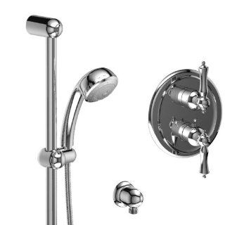 Riobel KIT 142PRLBN Brushed Nickel Provence 1/2" Thermostatic/Pressure Balance System with Hand Shower Rail   Bathtub And Showerhead Faucet Systems  
