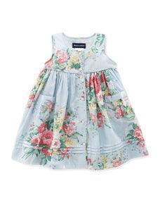 Ralph Lauren Childrenswear Mixed Floral Dress, Blue Multi, 9 24 Months