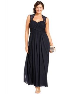 Xscape Plus Size Dress, Sleeveless Lace Back Empire Waist   Dresses   Plus Sizes