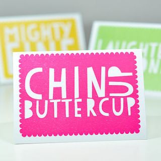 'chin up buttercup' greetings card by bread & jam