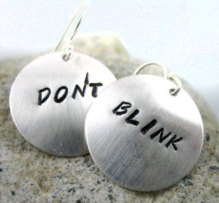 Sterling Silver Doctor Who Inspired Earrings   Don't Blink   Handcrafted, Hand Stamped Jewelry  Other Products  