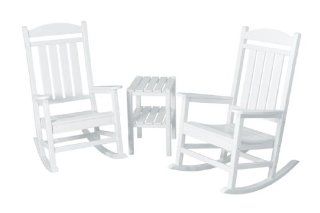POLYWOOD PWS138 1 WH Presidential 3 Piece Rocker Chair Set, White  Patio Rocking Chairs  Patio, Lawn & Garden