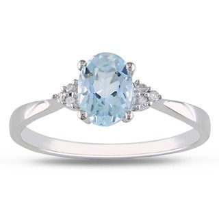 Miadora 10k White Gold Blue Topaz Diamond Accent Ring Miadora Gemstone Rings