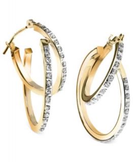 14k Gold Diamond Accent Double Hoop Earrings   Earrings   Jewelry & Watches