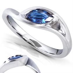 Annello 14k White Gold 1/2ct TGW Blue Sapphire Ring Annello Gemstone Rings