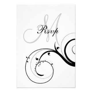 Swirls Initial Wedding RSVP for Square Cards Personalized Invitations