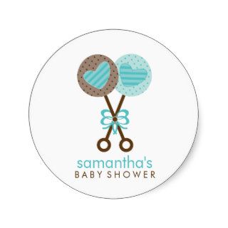 Baby Rattles Twin Boys Baby Shower Sticker