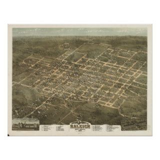 Raleigh N. Carolina 1872 Antique Panoramic Map Posters