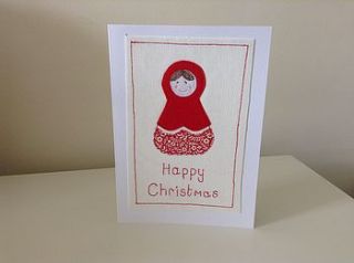 russian doll christmas card by caroline watts embroidery
