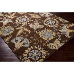 Meticulously Woven Contemporary Brown Floral Lilac Rug (2'2 x 3') Surya Accent Rugs