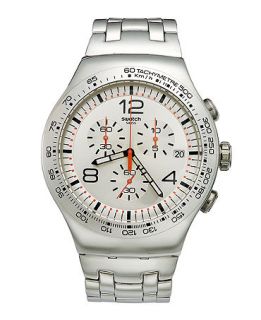 Swatch Watch, Mens Swiss Chronograph Shiny Addict Stainless Steel Bracelet 44mm YOS445G   Watches   Jewelry & Watches