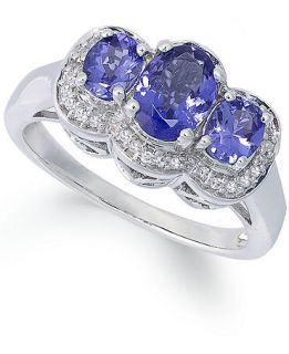 Sterling Silver Ring, Tanzanite (1 1/4 ct. t.w.) and Diamond Accent 3 Stone Ring   Rings   Jewelry & Watches