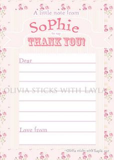 personalised girl's thank you card notes by olivia sticks with layla