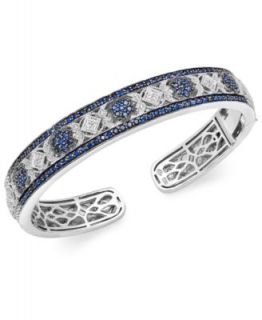 Sterling Silver Bracelet, Blue and White Diamond Bangle (3/4 ct. t.w.)   Bracelets   Jewelry & Watches