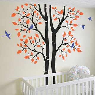 split tree with birds wall sticker by wall art