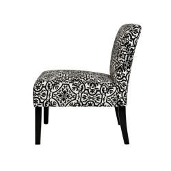 angeloHOME Bradstreet Black and White Damask Upholstered Armless Chair ANGELOHOME Chairs