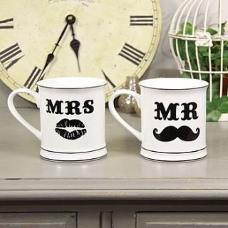 'mr and mrs' moustache mugs by lisa angel wedding