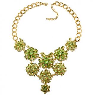 Roberto by RFM Green Stone Goldtone 18 1/2" Floral Necklace
