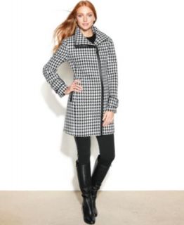 Calvin Klein Houndstooth Wool Blend Trench Coat   Coats   Women