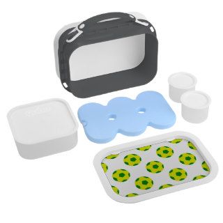 Yellow and Green Soccer Ball Pattern Lunch Boxes